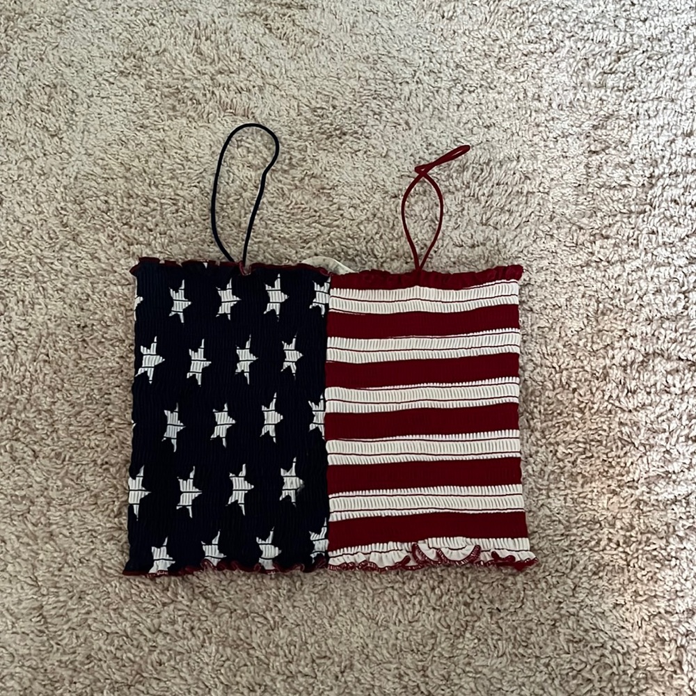American Flag Stretchy Crop Top